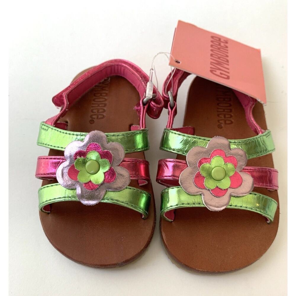 Gymboree Infant Toddler Girls Shiny Flower Sandals Size 3 Vintage Spring Shoes